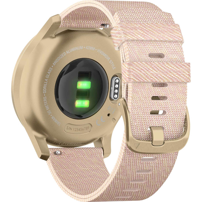 Смарт-часы GARMIN Vivomove Style Light Gold Aluminium Case with Blush Pink Woven Nylon Band (010-02240-22/02)