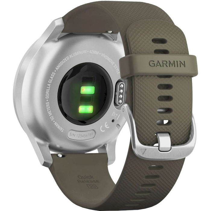 Смарт-годинник GARMIN Vivomove Style Silver Aluminum Case with Moss Silicone Band (010-02240-21/01)
