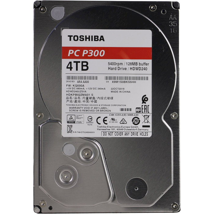 Жорсткий диск 3.5" TOSHIBA P300 Bulk 4TB SATA/128MB (HDWD240UZSVA)