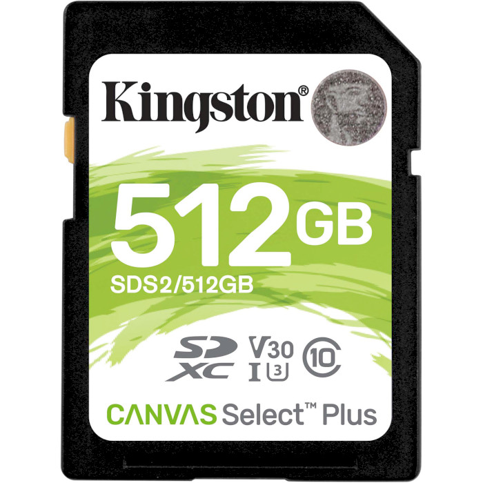 Карта памяти KINGSTON SDXC Canvas Select Plus 512GB UHS-I U3 V30 Class 10 (SDS2/512GB)