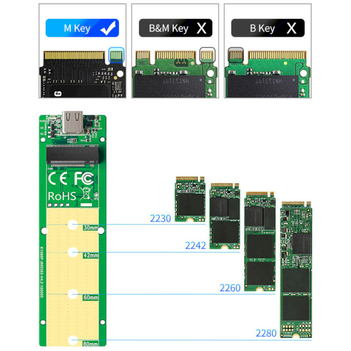 Карман внешний MAIWO K1686P M.2 SSD to USB 3.1 Black (K1686P BLACK)