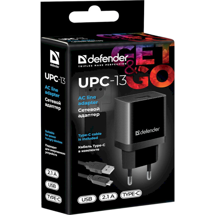 Зарядное устройство DEFENDER UPC-13 1xUSB 5V/2.1A (83559)