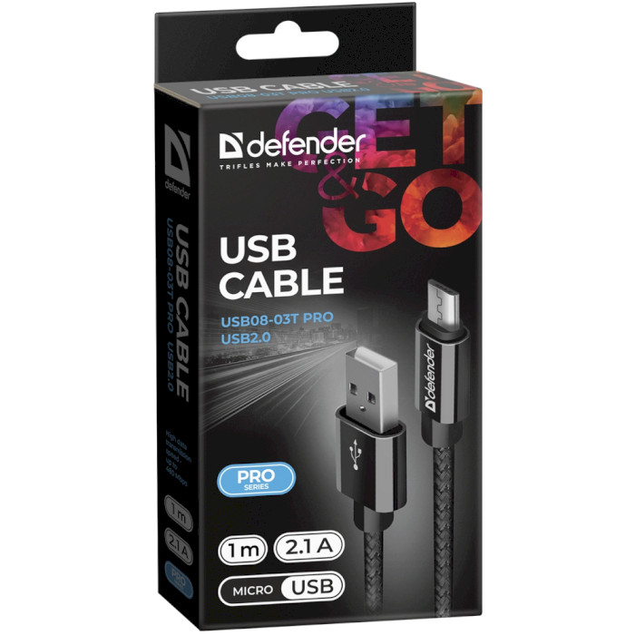 Кабель DEFENDER USB08-03T PRO USB2.0 AM/Micro-BM Black 1м (87802)