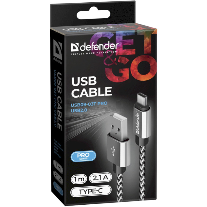 Кабель DEFENDER USB09-03T PRO USB2.0 AM/CM White 1м (87815)