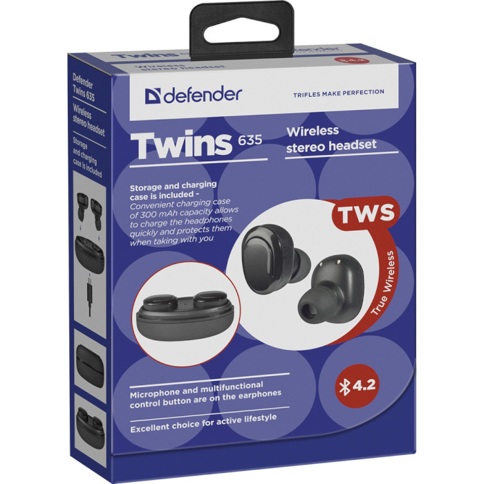 Навушники DEFENDER Twins 635 Black (63635)