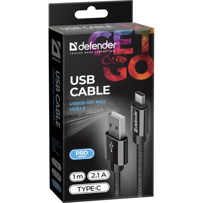 Кабель DEFENDER USB09-03T Pro Black 1м (87814)