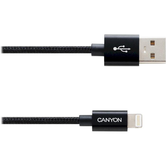 Кабель CANYON CFI-3 Sync & Charge Braided USB-A to Lightning 1м Black (CNE-CFI3B)