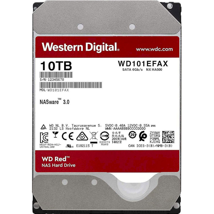 Жорсткий диск 3.5" WD Red 10TB SATA/256MB (WD101EFAX)