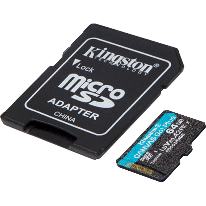 Карта памяти KINGSTON microSDXC Canvas Go! Plus 64GB UHS-I U3 V30 A2 Class 10 + SD-adapter (SDCG3/64GB)