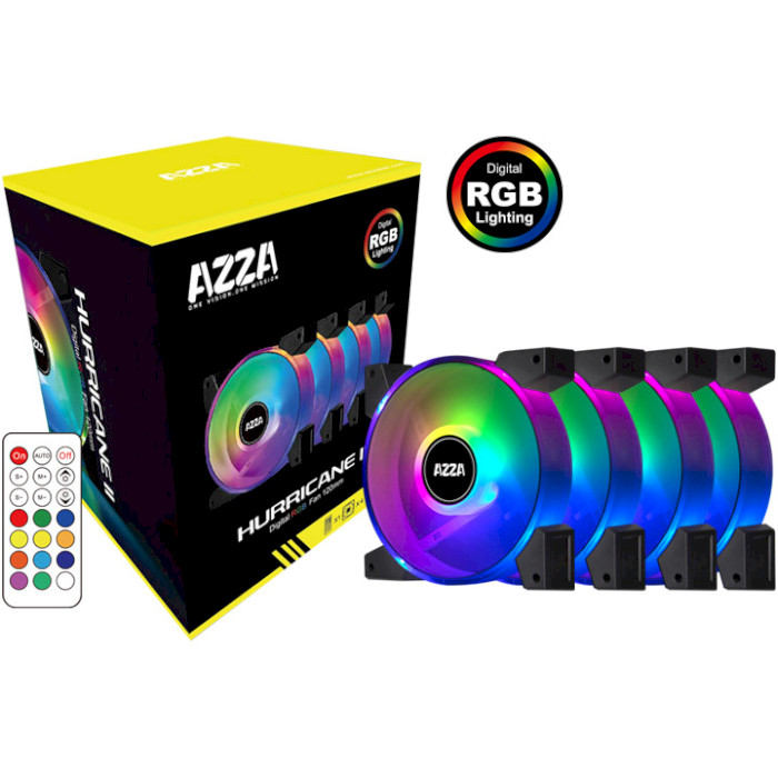 Комплект вентиляторів AZZA Hurricane II Digital RGB 4-Pack (FNAZ-12DRGB2-241)