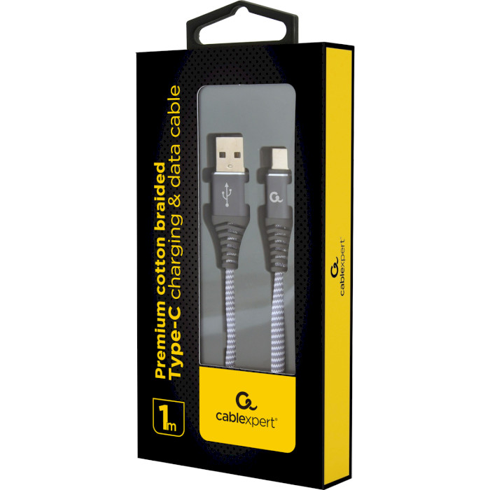 Кабель CABLEXPERT Premium steel USB2.0 CM/AM Gray 1м (CC-USB2B-AMCM-1M-WB2)