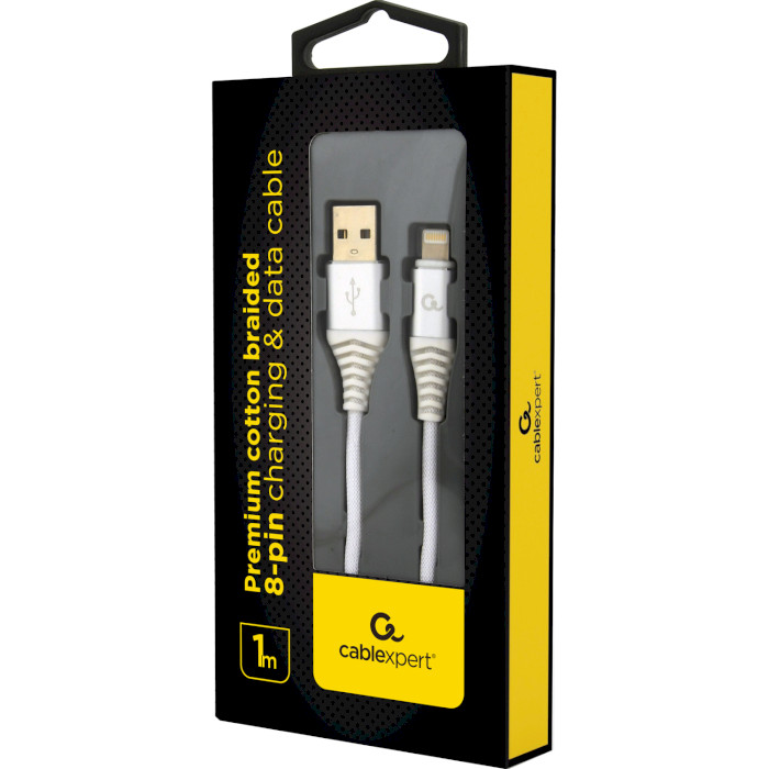 Кабель CABLEXPERT Premium USB/Apple Lightning White 1м (CC-USB2B-AMLM-1M-BW2)