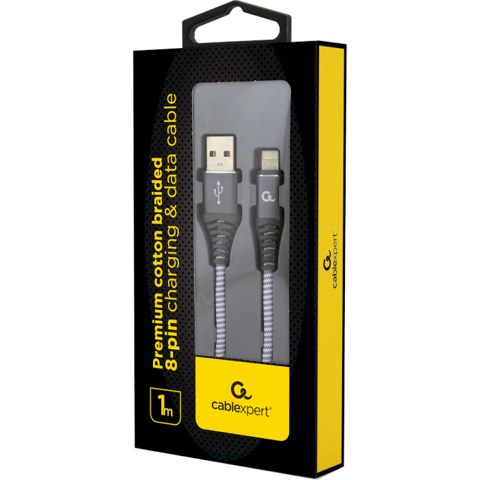 Кабель CABLEXPERT Premium USB/Apple Lightning Gray 1м (CC-USB2B-AMLM-1M-WB2)