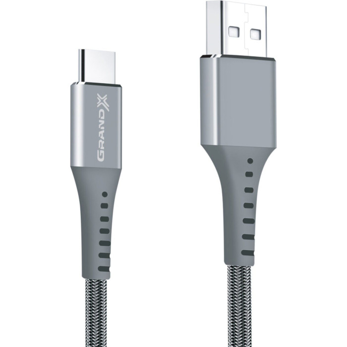 Кабель GRAND-X USB Type-C FC-12G 3A Fast Сharge Grey 1.2м