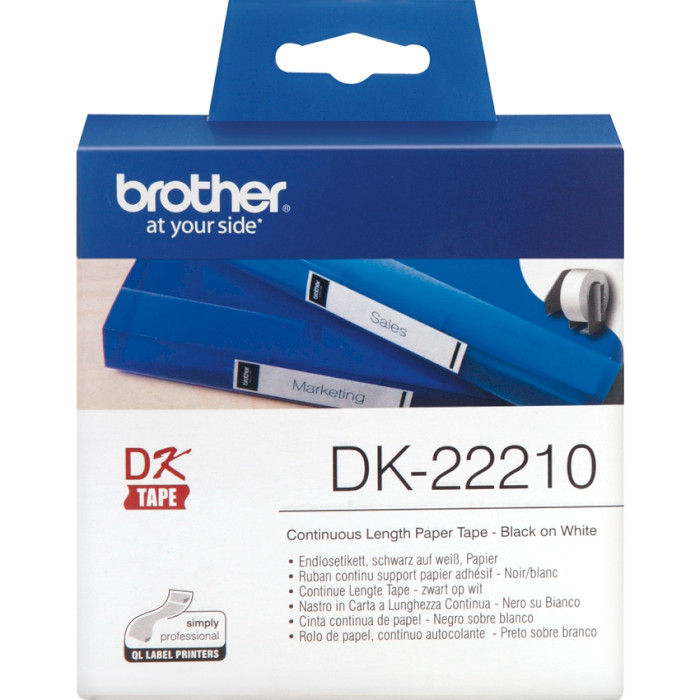 Лента BROTHER 29mm Black on White (DK22210)