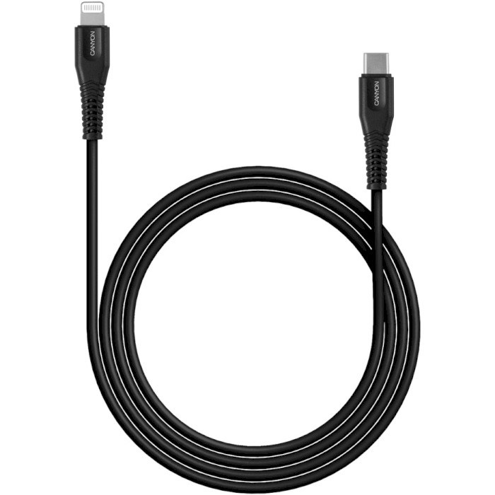 Кабель CANYON MFI-4 Charge & Sync USB-C to Lightning 1.2м Black (CNS-MFIC4B)