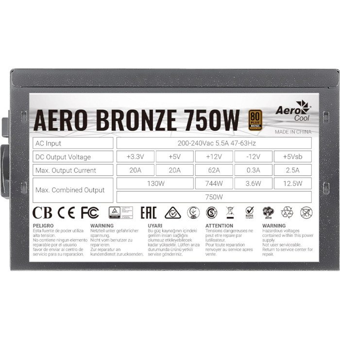 Блок питания 750W AEROCOOL Aero Bronze 750 (ACPB-AR75AEC.11)