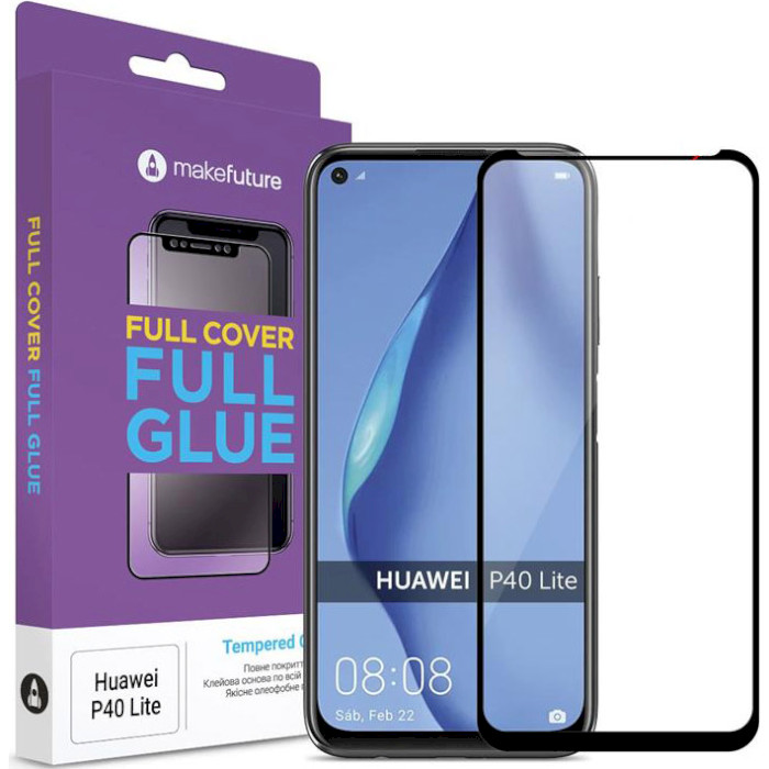 Защитное стекло MAKE Full Cover Full Glue для Huawei P40 Lite (MGF-HUP40L)