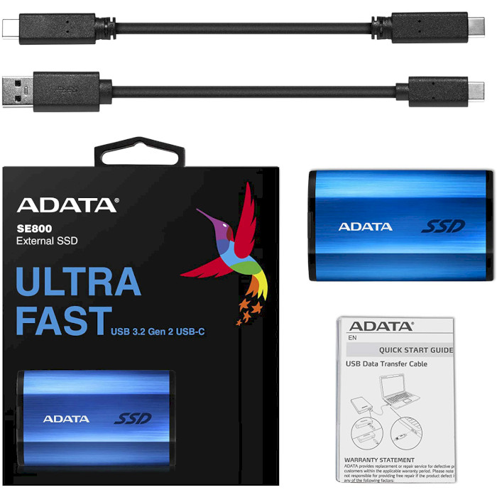 Портативний SSD диск ADATA SE800 512GB USB3.2 Gen1 Blue (ASE800-512GU32G2-CBL)