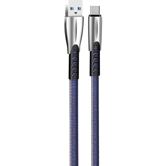 Кабель COLORWAY Zinc Alloy Nylon Braided USB to Type-C 2.4A 1м Blue (CW-CBUC012-BL)