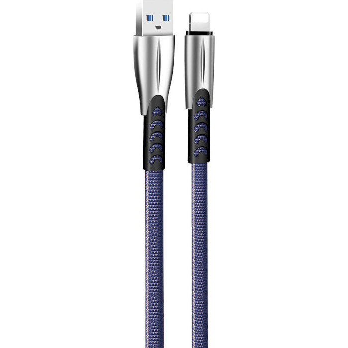 Кабель COLORWAY Zinc Alloy Nylon Braided USB to Apple Lightning 2.4A 1м Blue (CW-CBUL010-BL)