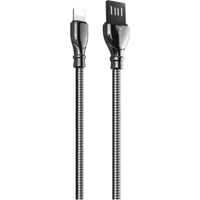 Кабель COLORWAY Metal Braided USB to Apple Lightning 2.4A 1м Black (CW-CBUL013-BK)