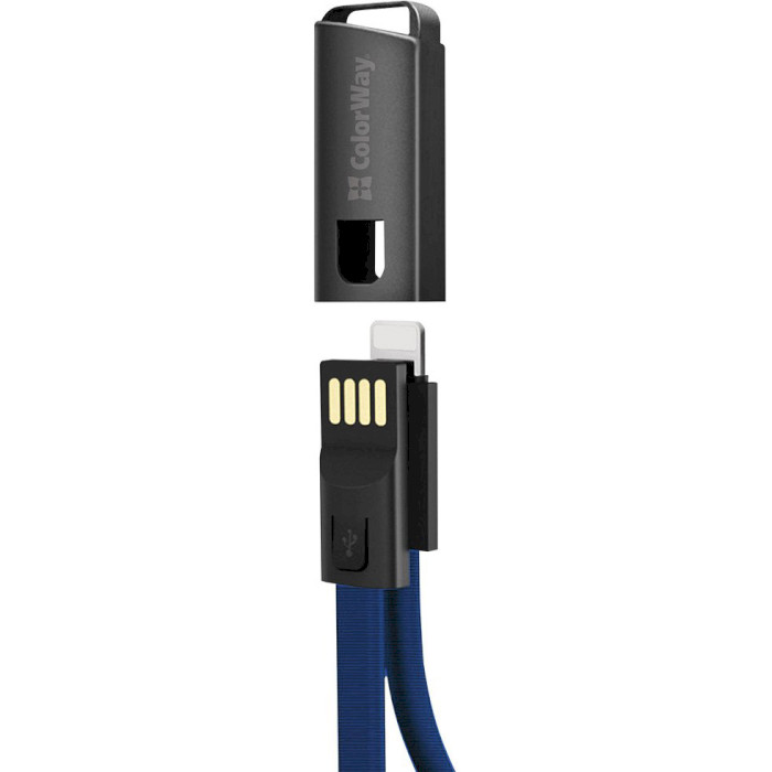 Кабель-брелок COLORWAY Nylon Braided Keychain USB to Apple Lightning 2.4A 0.22м Blue (CW-CBUL021-BL)