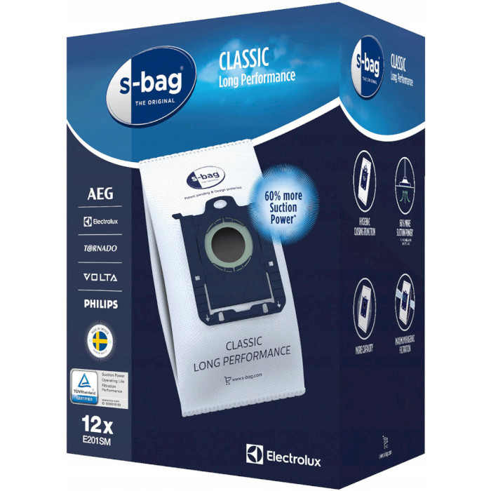 Мішок-пилозбірник ELECTROLUX S-Bag Classic Long Performance E201SM 12шт (900168481)