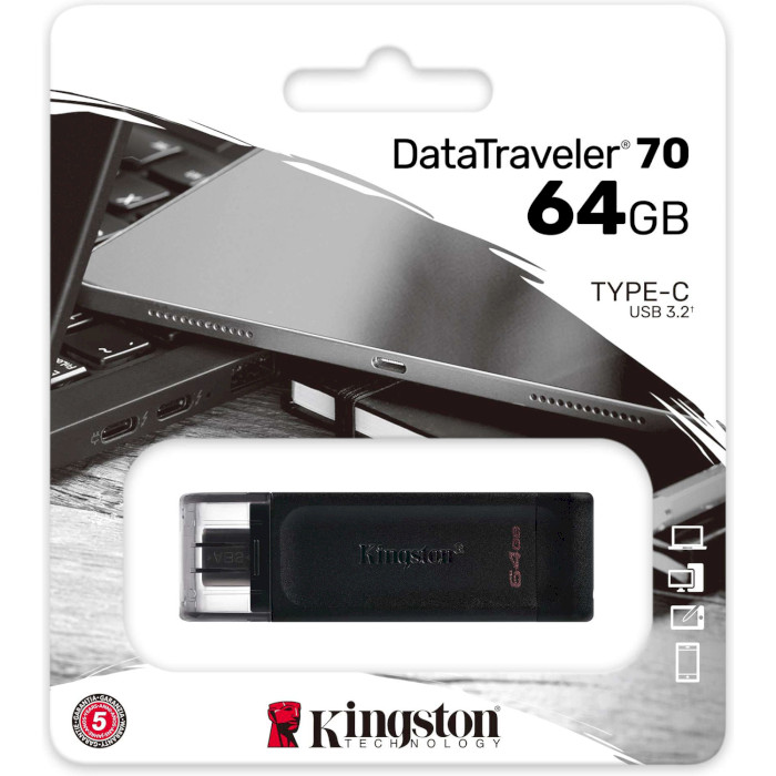 Флэшка KINGSTON DataTraveler 70 64GB USB-C3.2 (DT70/64GB)