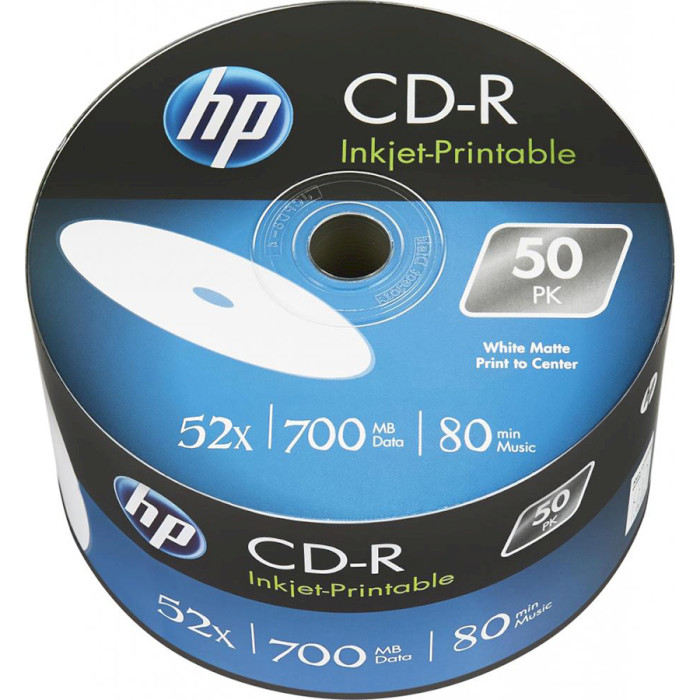CD-R HP Inkjet Printable 700MB 52x 50pcs/wrap (69301/CRE00070WIP-3)