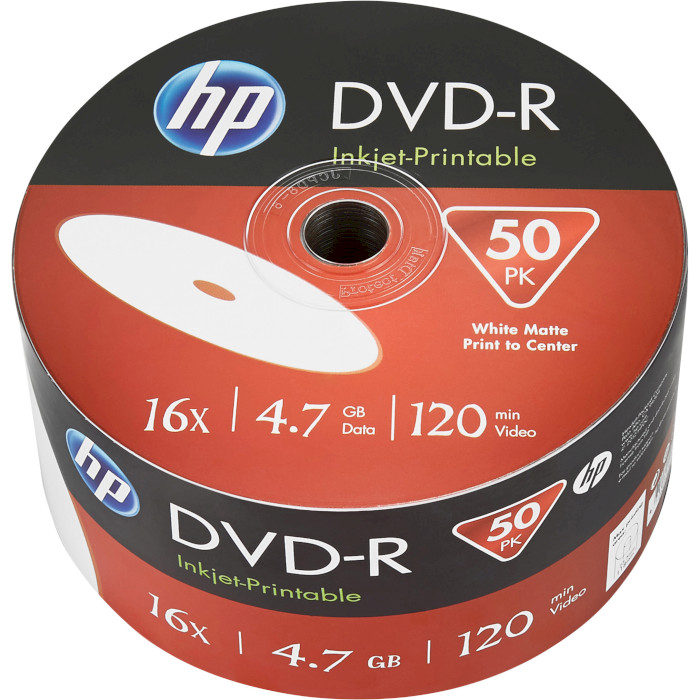 DVD-R HP Inkjet Printable 4.7GB 16x 50pcs/wrap (69302/DME00070WIP-3)