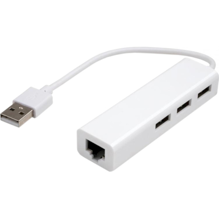 Мережевий адаптер з USB хабом VINGA 3xUSB2.0 + RJ45 (VCP2H3USB2LANWH)