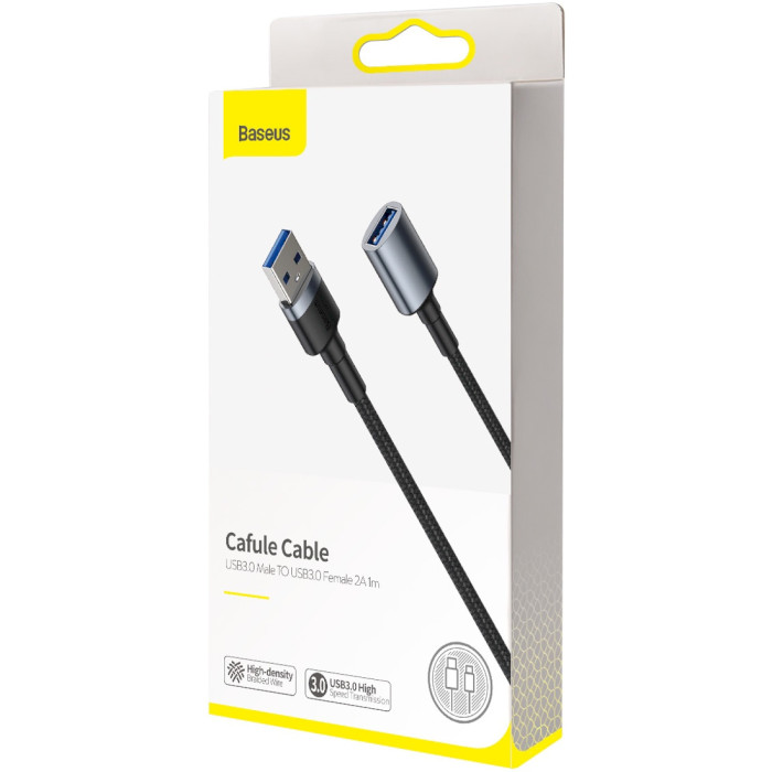 Кабель-подовжувач BASEUS Cafule Cable USB3.0 Male to Female 2A 1м Dark Gray (CADKLF-B0G)