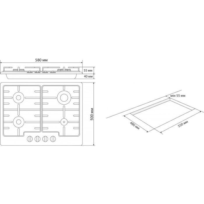 Варочная поверхность газовая ELEYUS Gracia 60 BG EF