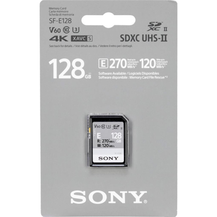 Карта пам'яті SONY SDXC Entry 128GB UHS-II U3 V60 Class 10 (SFE128.ET4/SFE128A.ET4)