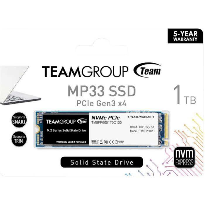SSD диск TEAM MP33 1TB M.2 NVMe (TM8FP6001T0C101)