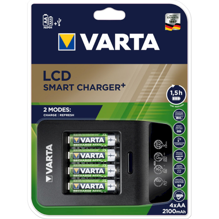 Зарядное устройство VARTA LCD Smart Charger Plus + 4xAA 2100 mAh (57684 101 441)
