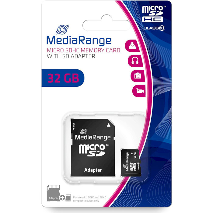 Карта памяти MEDIARANGE microSDHC 32GB Class 10 + SD-adapter (MR959)