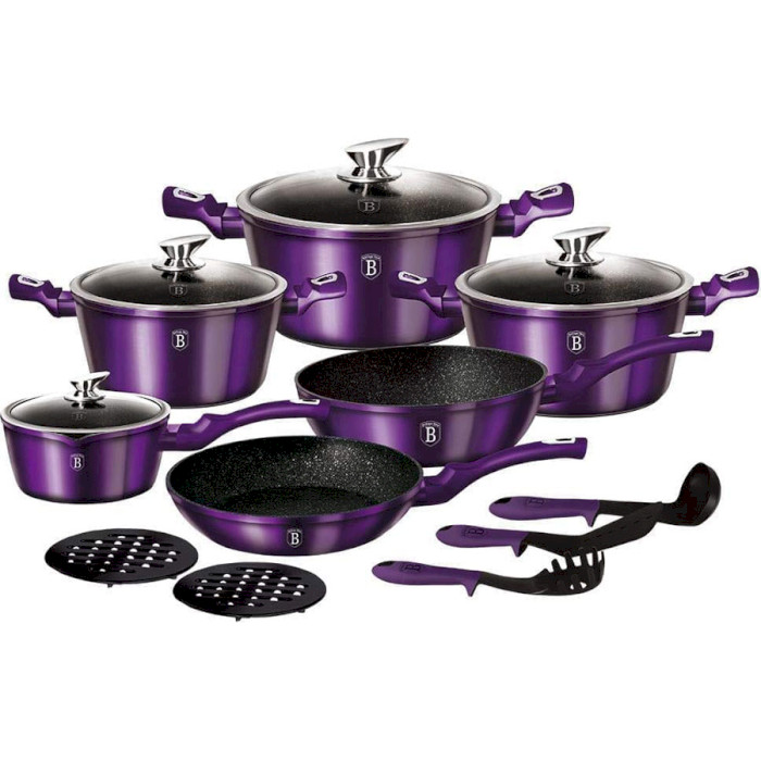 Набор посуды BERLINGER HAUS Metallic Line Royal Purple Edition 15пр (BH-1662N)