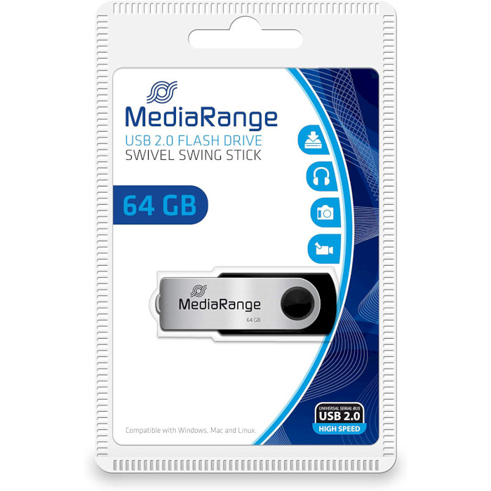 Флэшка MEDIARANGE Swivel 64GB USB2.0 (MR912)