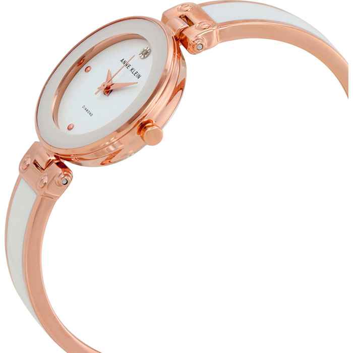 Часы ANNE KLEIN Women's Diamond-Accented Bangle White/Rose Gold (AK/1980WTRG)