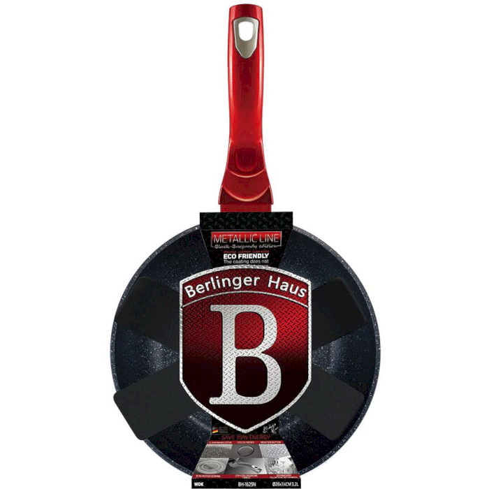 Сковорода вок BERLINGER HAUS Metallic Line Black Burgundy Edition 28см (BH-1625N)