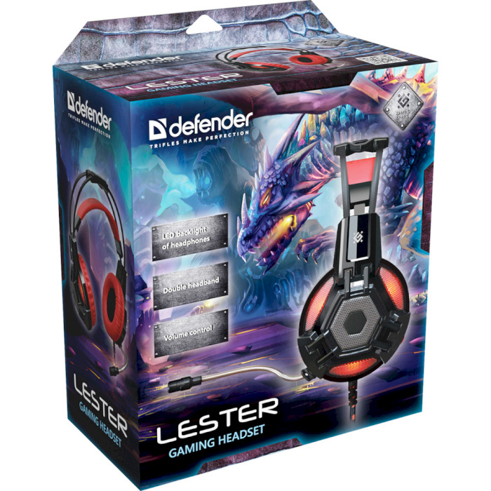 Наушники геймерские DEFENDER Lester Black/Red (64541)