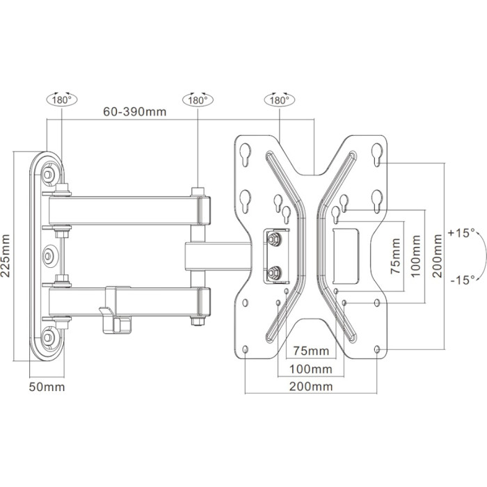 Кріплення настінне для ТВ UNIBRACKET BZ11-23 15"-42" Black