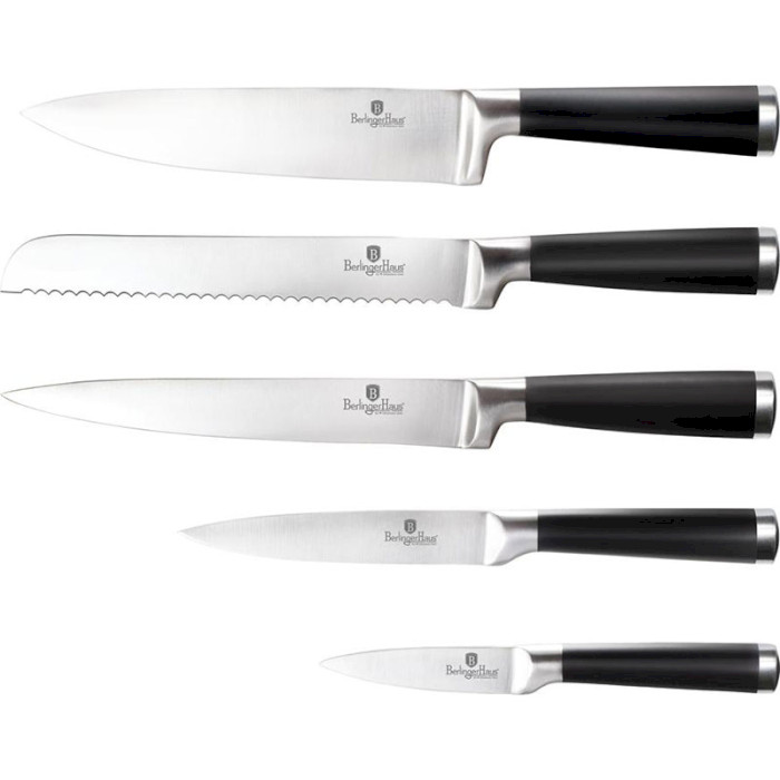 Набір кухонних ножів на підставці BERLINGER HAUS Black Royal Collection 6пр (BH-2425)