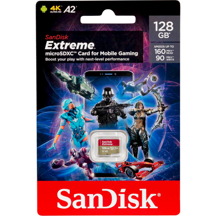 Карта пам'яті SANDISK microSDXC Extreme for Mobile Gaming 128GB UHS-I U3 V30 A2 Class 10 (SDSQXA1-128G-GN6GN)