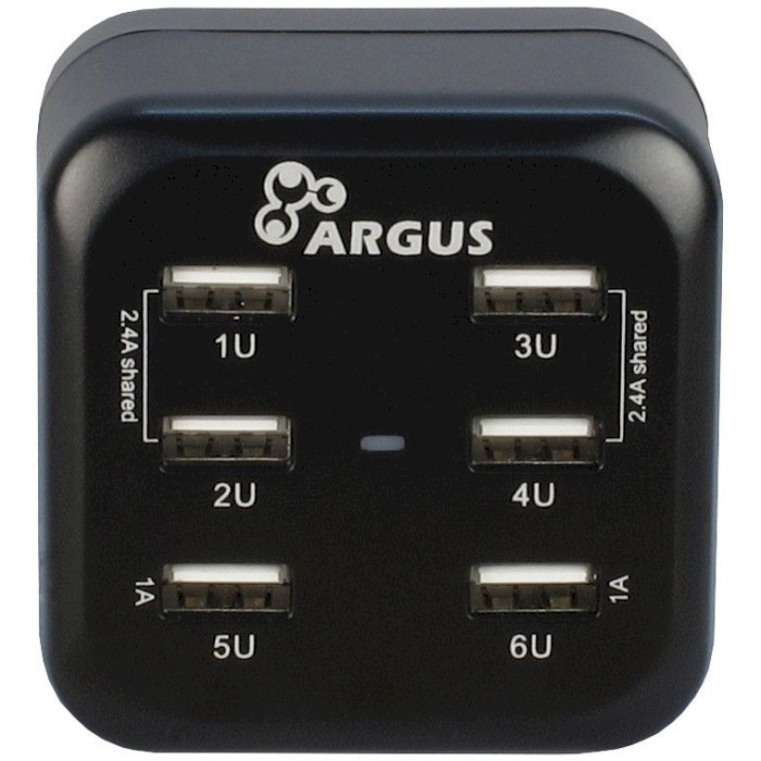 Зарядное устройство ARGUS LS-6US 6xUSB-A, 6.8A, 34W Black (88885322)