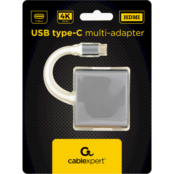 Порт-репликатор CABLEXPERT 3-in-1 USB-C to HDMI/USB 3.0/PD Space Gray (A-CM-HDMIF-02-SG)