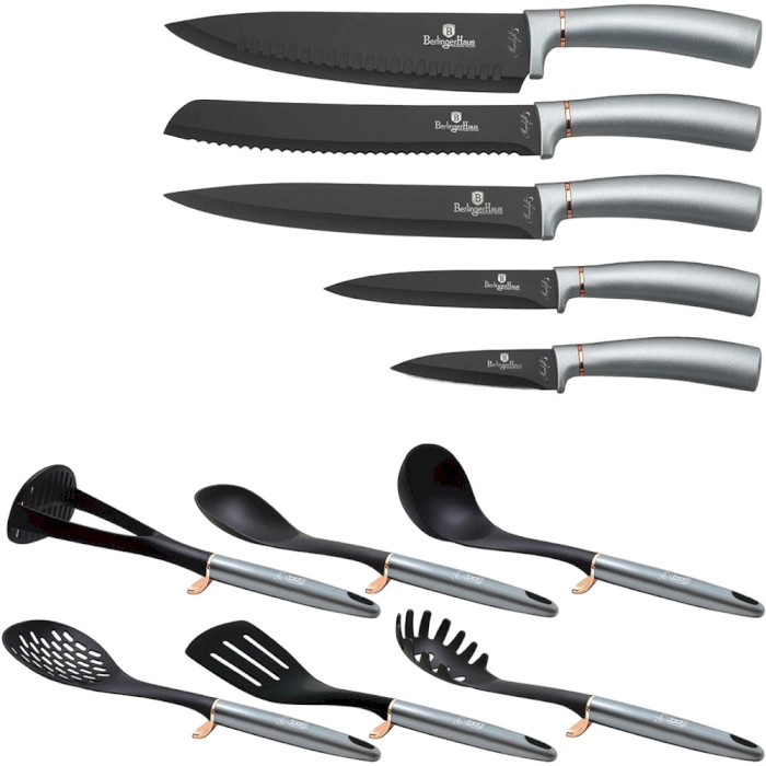 Набір кухонних ножів на підставці BERLINGER HAUS Moonlight Collection 12пр (BH-6251)