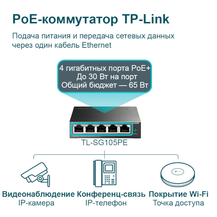 Комутатор TP-LINK Easy Smart TL-SG105PE